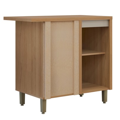 Balcão de Cozinha de Canto Allure 1 Porta 100% Mdf Jequitibá/Gris - Linea Brasil