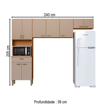 Cozinha Completa Zurique 9 Portas 1 Gaveta 6226.102 Freijó/Camurça - Indékes