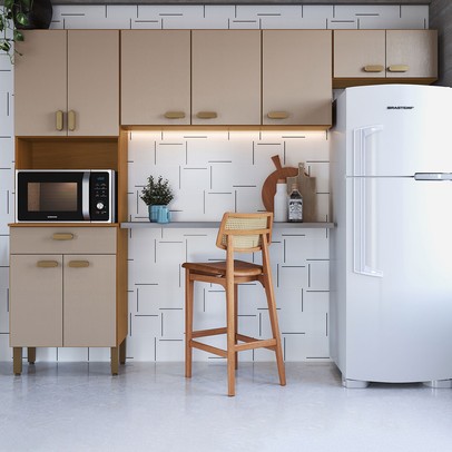 Cozinha Completa Zurique 9 Portas 1 Gaveta 6226.102 Freijó/Camurça - Indékes