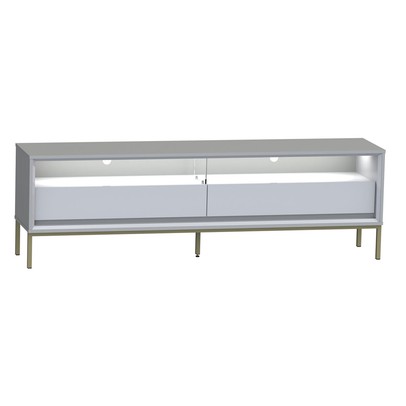 Rack para TV Até 65 Polegadas Fusion 2 Gavetas com Led Off White/Banco Acetinado - Olivar Móveis