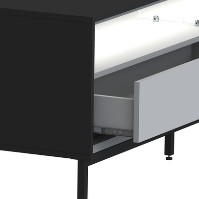 Rack para TV Até 65 Polegadas Fusion 2 Gavetas com Led Preto/Off White - Olivar Móveis