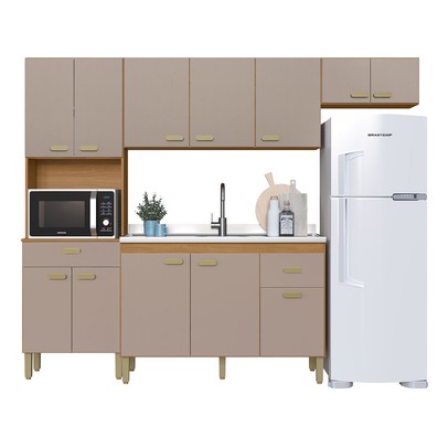 Cozinha Completa Zurique 12 Portas 2 Gavetas 6226.105 Freijó/Camurça - Indékes