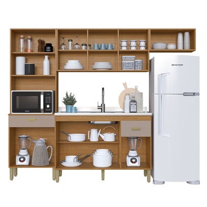 Cozinha Completa Zurique 12 Portas 2 Gavetas 6226.105 Freijó/Camurça - Indékes