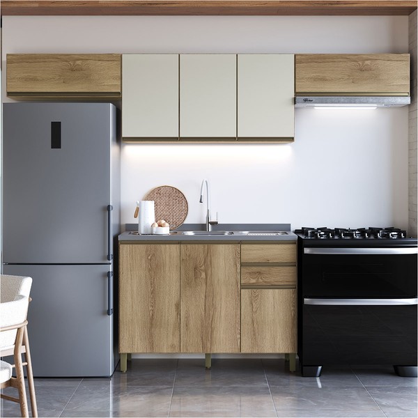 Cozinha Completa Dinamarca 8 Portas 2 Gavetas com Vidro 6123.161 Castini - Indékes