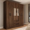 Guarda-Roupa Solteiro Elise com Espelho 6 Portas 2 Gavetas Castanho - Panorama Móveis