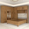 Guarda-Roupa Casal Modulado com Cama Belgrado 11 Portas 6 Gavetas com Espelho Cinamomo - Panorama Móveis