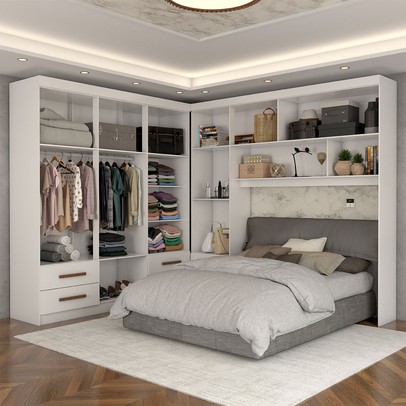 Guarda-Roupa Casal Modulado Belgrado 11 Portas 6 Gavetas Branco - Panorama Móveis