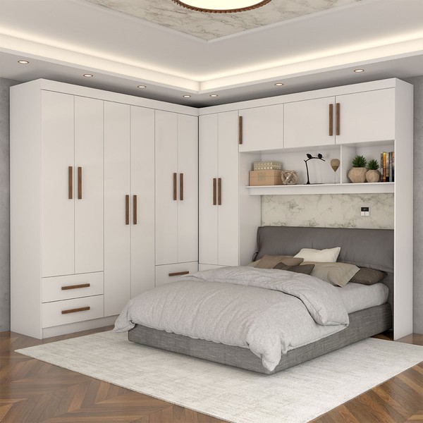 Guarda-Roupa Casal Modulado Belgrado 11 Portas 6 Gavetas Branco - Panorama Móveis