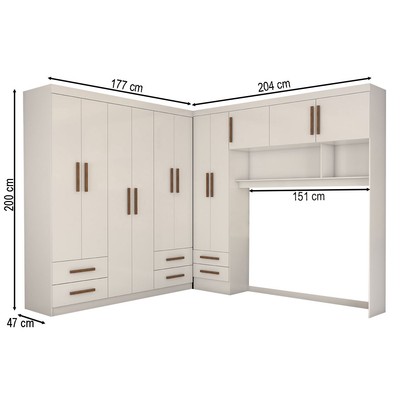 Guarda-Roupa Casal Modulado Belgrado 11 Portas 6 Gavetas Branco - Panorama Móveis