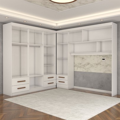 Guarda-Roupa Casal Modulado Belgrado 11 Portas 6 Gavetas com Espelho Branco - Panorama Móveis