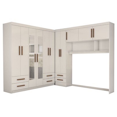 Guarda-Roupa Casal Modulado Belgrado 11 Portas 6 Gavetas com Espelho Branco - Panorama Móveis