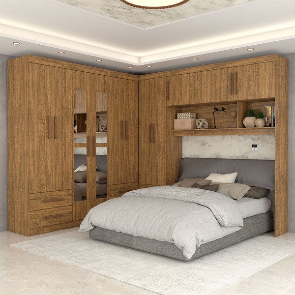 Guarda-Roupa Casal Modulado Belgrado 11 Portas 6 Gavetas com Espelho Cinamomo - Panorama Móveis