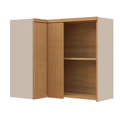 Armário Aéreo Cozinha de Canto Allure 3 Portas 100% Mdf Jequitibá/Gris - Linea Brasil