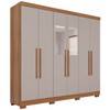 Guarda-Roupa Casal Pinheiro 6 Portas 2 Gavetas com Espelho Cinamomo/Off White - Pnr Móveis