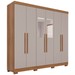 Guarda-Roupa Casal Pinheiro 6 Portas 2 Gavetas com Espelho Cinamomo/Off White - Pnr Móveis