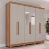 Guarda-Roupa Casal Pinheiro 6 Portas 2 Gavetas com Espelho Cinamomo/Off White - Pnr Móveis