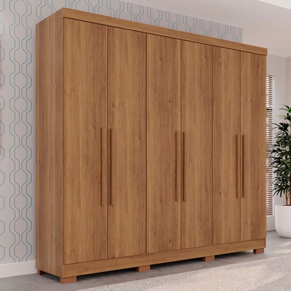 Guarda-Roupa Casal Pinheiro 6 Portas 2 Gavetas Cinamomo - Pnr Móveis