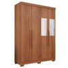 Guarda-Roupa Solteiro Pinheiro 4 Portas 2 Gavetas com Pés e Espelho Cinamomo - Pnr Móveis
