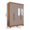 Guarda-Roupa Solteiro Pinheiro 4 Portas 2 Gavetas com Espelho Cinamomo/Off White - Pnr Móveis