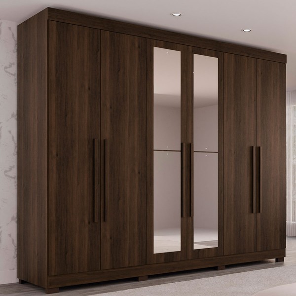 Guarda-Roupa Casal Palazzo Luxo 6 Portas 6 Gavetas 100% Mdf com Espelho Savana - Pnr Móveis
