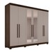 Guarda-Roupa Casal Palazzo Luxo 6 Portas 6 Gavetas 100% Mdf com Espelho Savana/Off White - Pnr Móveis