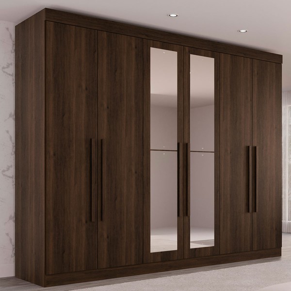 Guarda-Roupa Casal Palazzo Luxo 6 Porta 6 Gavetas 100% Mdf com Espelho Savana - Pnr Móveis