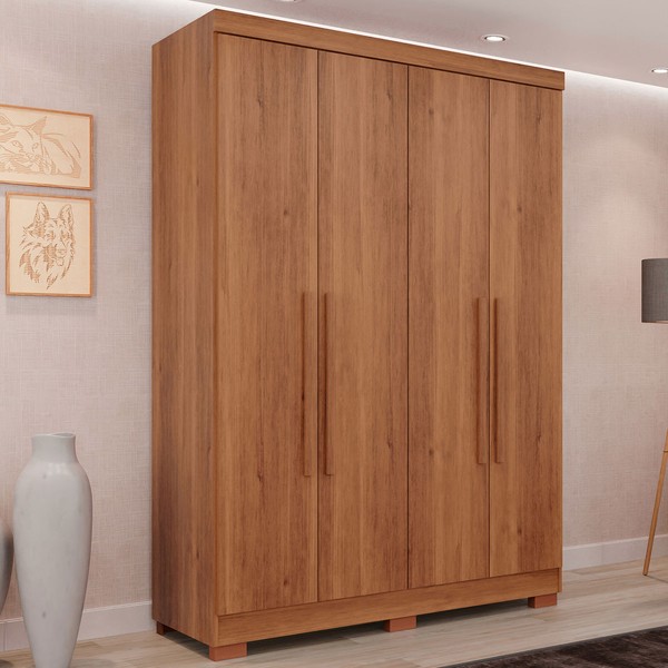 Guarda-Roupa Solteiro Pinheiro 4 Portas 2 Gavetas Cinamomo - Pnr Móveis