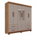 Guarda-Roupa Casal Kali 6 Portas 4 Gavetas com Espelho Cinamomo/Off White - Pnr Móveis