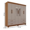Guarda-Roupa Casal Kali 6 Portas 4 Gavetas com Espelho Cinamomo/Off White - Pnr Móveis