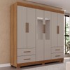 Guarda-Roupa Casal Kali 6 Portas 4 Gavetas com Espelho Cinamomo/Off White - Pnr Móveis