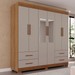 Guarda-Roupa Casal Kali 6 Portas 4 Gavetas com Espelho Cinamomo/Off White - Pnr Móveis