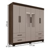 Guarda-Roupa Casal Kali 6 Portas 4 Gavetas com Espelho Savana/Off White - Pnr Móveis