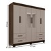 Guarda-Roupa Casal Kali 6 Portas 4 Gavetas com Espelho Savana/Off White - Pnr Móveis