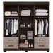 Guarda-Roupa Casal Kali 6 Portas 4 Gavetas com Espelho Savana/Off White - Pnr Móveis
