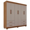 Guarda-Roupa Casal Kali 6 Portas 4 Gavetas Cinamomo/Off White - Pnr Móveis