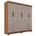 Guarda-Roupa Casal Kali 6 Portas 4 Gavetas Cinamomo/Off White - Pnr Móveis