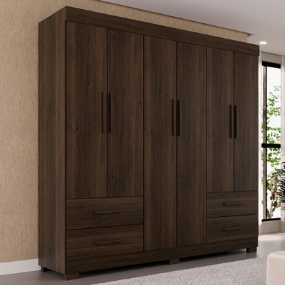 Guarda-Roupa Casal Kali 6 Portas 4 Gavetas Savana - Pnr Móveis