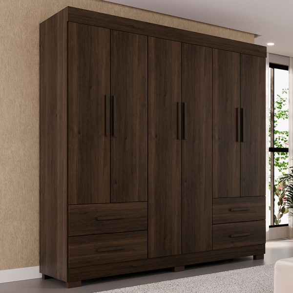 Guarda-Roupa Casal Kali 6 Portas 4 Gavetas Savana - Pnr Móveis