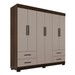 Guarda-Roupa Casal Kali 6 Portas 4 Gavetas Savana/Off White - Pnr Móveis