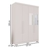 Guarda-Roupa Solteiro Pinheiro 4 Portas 2 Gavetas com Espelho Branco - Pnr Móveis