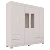Guarda-Roupa Casal Kali 6 Portas 4 Gavetas com Espelho Branco - Pnr Móveis