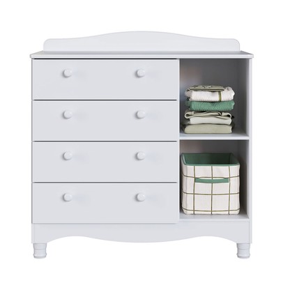 Quarto Infantil Completo Aquarela 1 Porta 4 Gavetas Branco - Pnr Móveis