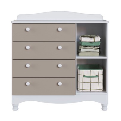 Quarto Infantil Completo Aquarela 1 Porta 4 Gavetas Cinnamon/Branco - Pnr Móveis