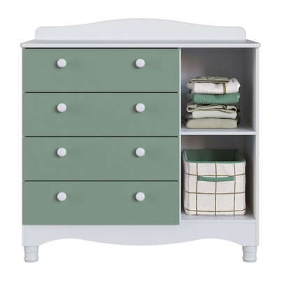 Quarto Infantil Completo Aquarela 1 Porta 4 Gavetas Verde/Branco - Pnr Móveis