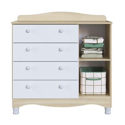 Quarto Infantil Completo Aquarela 1 Porta 4 Gavetas Carvalho Araguaia/Branco - Pnr Móveis