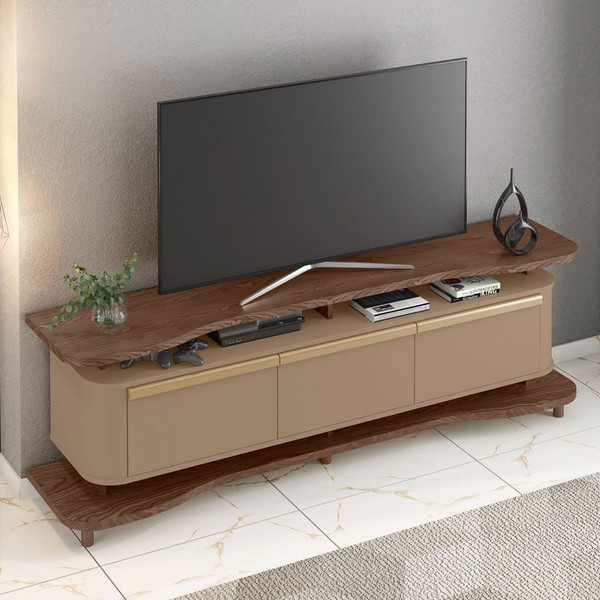 Rack para TV Até 75 Polegadas Guarapari 3 Portas Carvalho/Fendi - Móveis Bechara