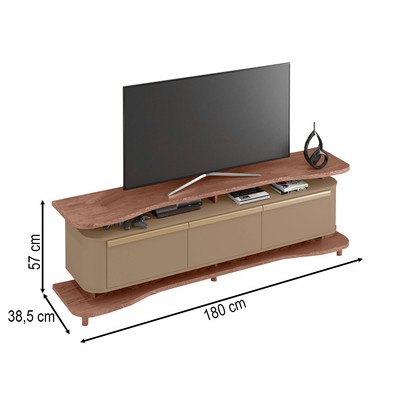 Rack para TV Até 75 Polegadas Guarapari 3 Portas Freijó/Fendi - Móveis Bechara