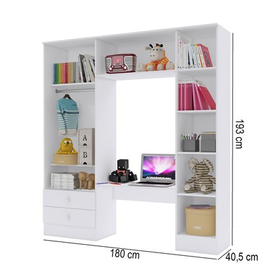 Guarda-Roupa Infantil Baby 5 Portas 2 Gavetas Branco - Percasa