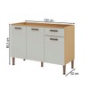 Balcão de Cozinha 3 Portas 1 Gaveta 100% Mdf Cb0085 Freijó/Off White Laca Brilho - Genialflex