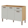 Balcão de Cozinha 3 Portas 1 Gaveta 100% Mdf Cb0085 Freijó/Off White Laca Brilho - Genialflex